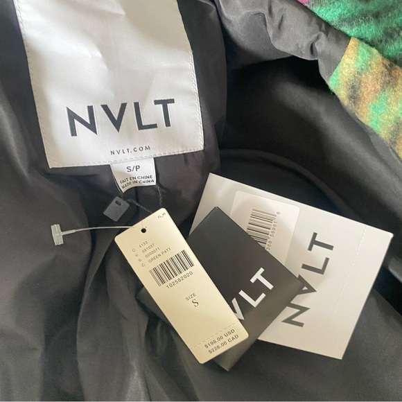 Anthropologie NVLT Plaid Wool Blend Mid-Length Coat Sz S NWT Apple Green - Picture 8 of 8